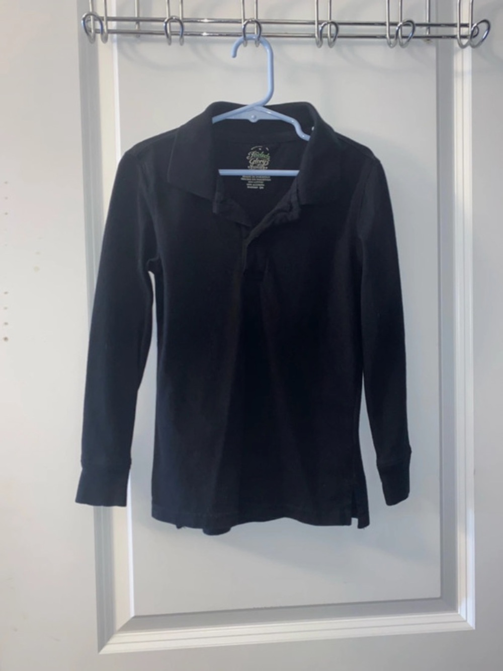 Faded Glory Black Long-Sleeve Polo Shirt for Kids